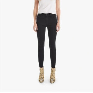 Mother The looker frayed ankle black jeans